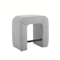 Set Of 2 Cream Boucle Stools For Kitchen Island Dining Chairs 24 Inch Height