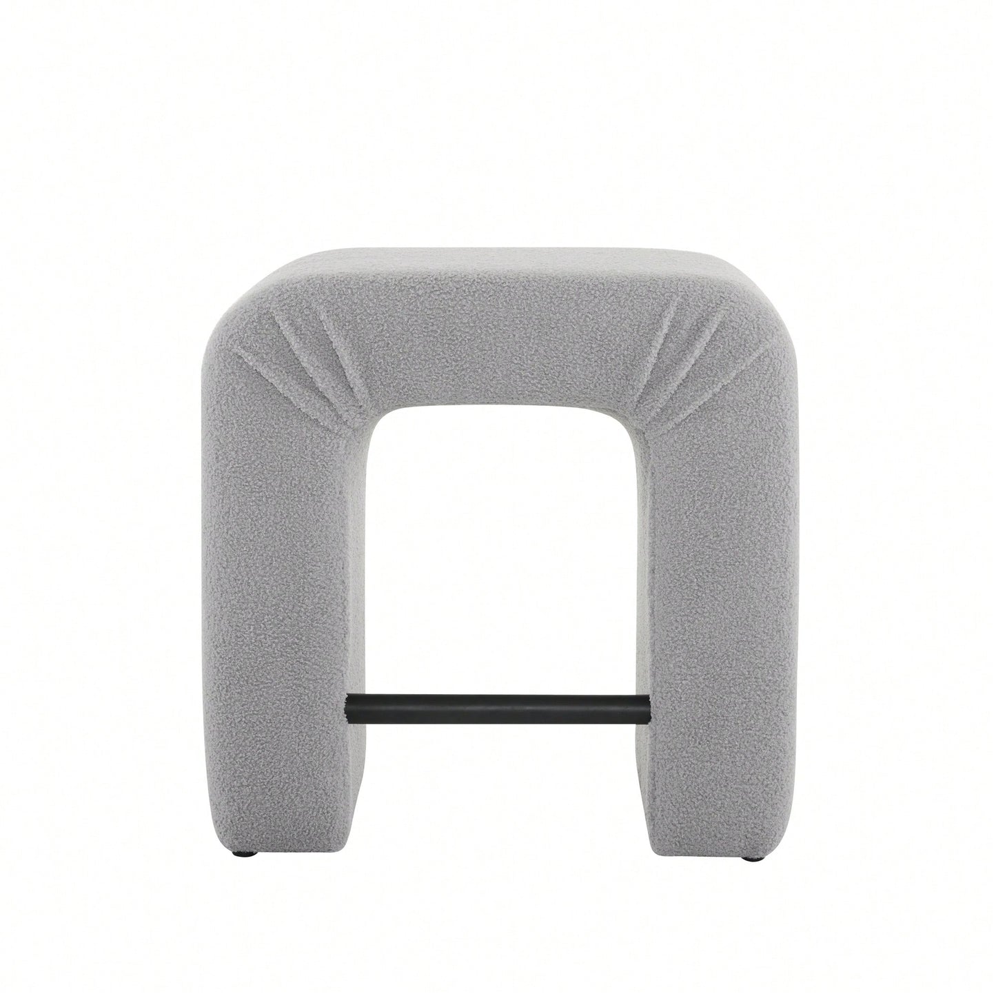 Set Of 2 Cream Boucle Stools For Kitchen Island Dining Chairs 24 Inch Height