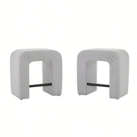 Set Of 2 Cream Boucle Stools For Kitchen Island Dining Chairs 24 Inch Height