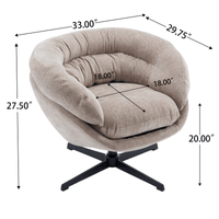 Chenille Upholstered 360° Swivel Accent Chair With Removable Cushion For Living Room Bedroom Office Reading Corner In Brown
