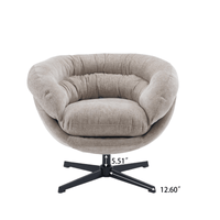 Chenille Upholstered 360° Swivel Accent Chair With Removable Cushion For Living Room Bedroom Office Reading Corner In Brown