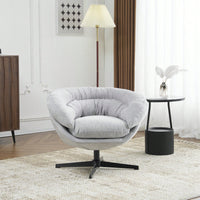 Chenille Upholstered 360° Swivel Accent Chair With Removable Cushion For Living Room Bedroom Office Reading Corner In Brown