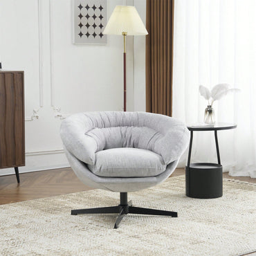 Chenille Upholstered 360° Swivel Accent Chair With Removable Cushion For Living Room Bedroom Office Reading Corner In Brown