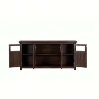 Rustic Farmhouse Buffet Cabinet with 4 Doors Adjustable Shelves Espresso Finish 68.35L x 15.35W x 34.65H for Kitchen Living Room Storage