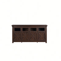 Rustic Farmhouse Buffet Cabinet with 4 Doors Adjustable Shelves Espresso Finish 68.35L x 15.35W x 34.65H for Kitchen Living Room Storage