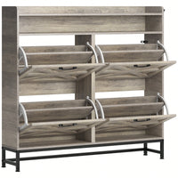 Stylish Grey Shoe Cabinet For Entryway And Balcony Storage, Large Capacity Shoe Rack For Organized Footwear