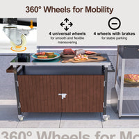 Stainless Steel Outdoor Grill Cart With Wheels, Storage, Hooks, And Spice Rack For BBQ And Patio Kitchen Island