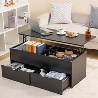 Lift-Top Coffee Table With Hidden Storage And Dual Drawers For Living Room