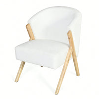 Minimalist White Upholstered Accent Chair With Solid Wood Frame For Living Room Bedroom Or Office