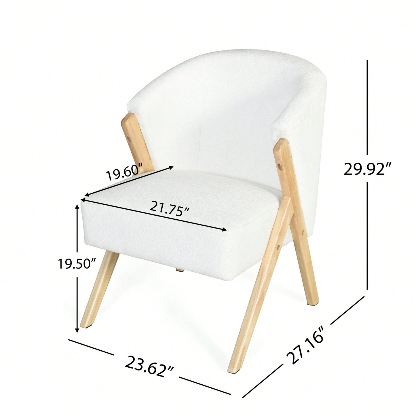 Minimalist White Upholstered Accent Chair With Solid Wood Frame For Living Room Bedroom Or Office