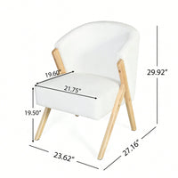 Minimalist White Upholstered Accent Chair With Solid Wood Frame For Living Room Bedroom Or Office