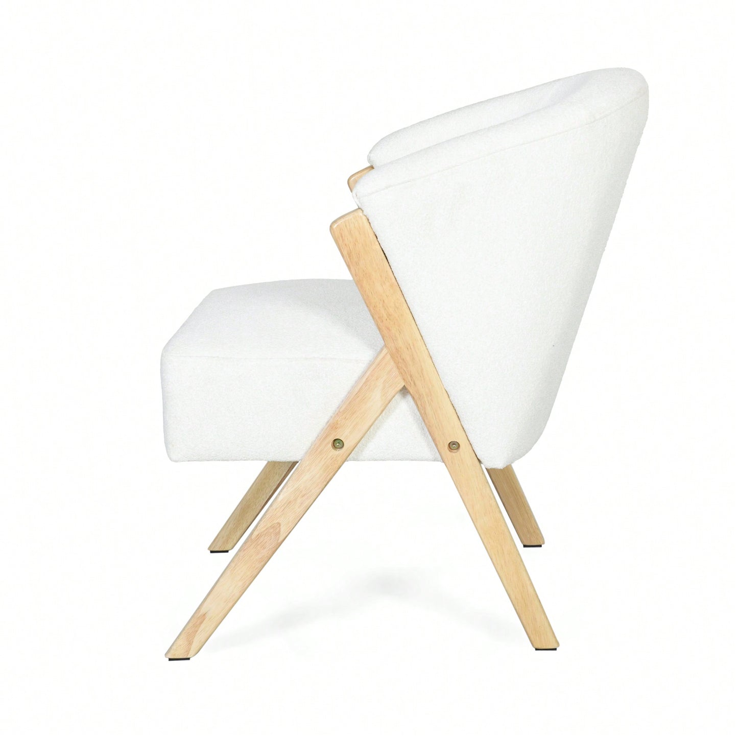 Minimalist White Upholstered Accent Chair With Solid Wood Frame For Living Room Bedroom Or Office