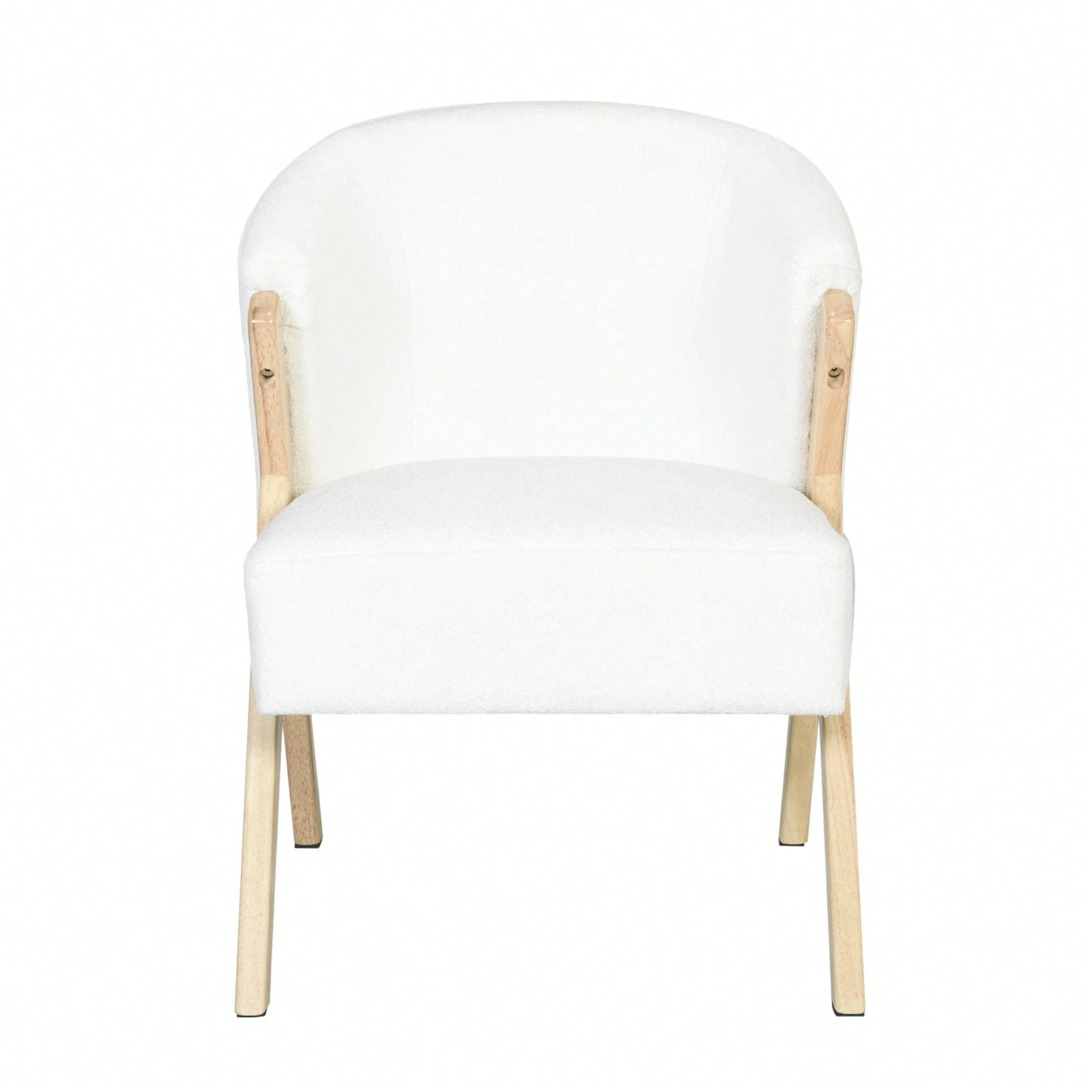 Minimalist White Upholstered Accent Chair With Solid Wood Frame For Living Room Bedroom Or Office