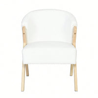 Minimalist White Upholstered Accent Chair With Solid Wood Frame For Living Room Bedroom Or Office