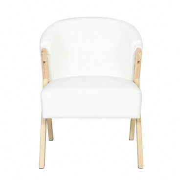 Minimalist White Upholstered Accent Chair With Solid Wood Frame For Living Room Bedroom Or Office