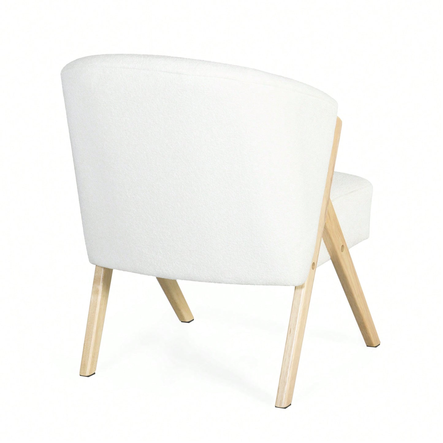 Minimalist White Upholstered Accent Chair With Solid Wood Frame For Living Room Bedroom Or Office