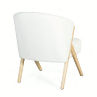 Minimalist White Upholstered Accent Chair With Solid Wood Frame For Living Room Bedroom Or Office