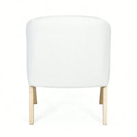 Minimalist White Upholstered Accent Chair With Solid Wood Frame For Living Room Bedroom Or Office