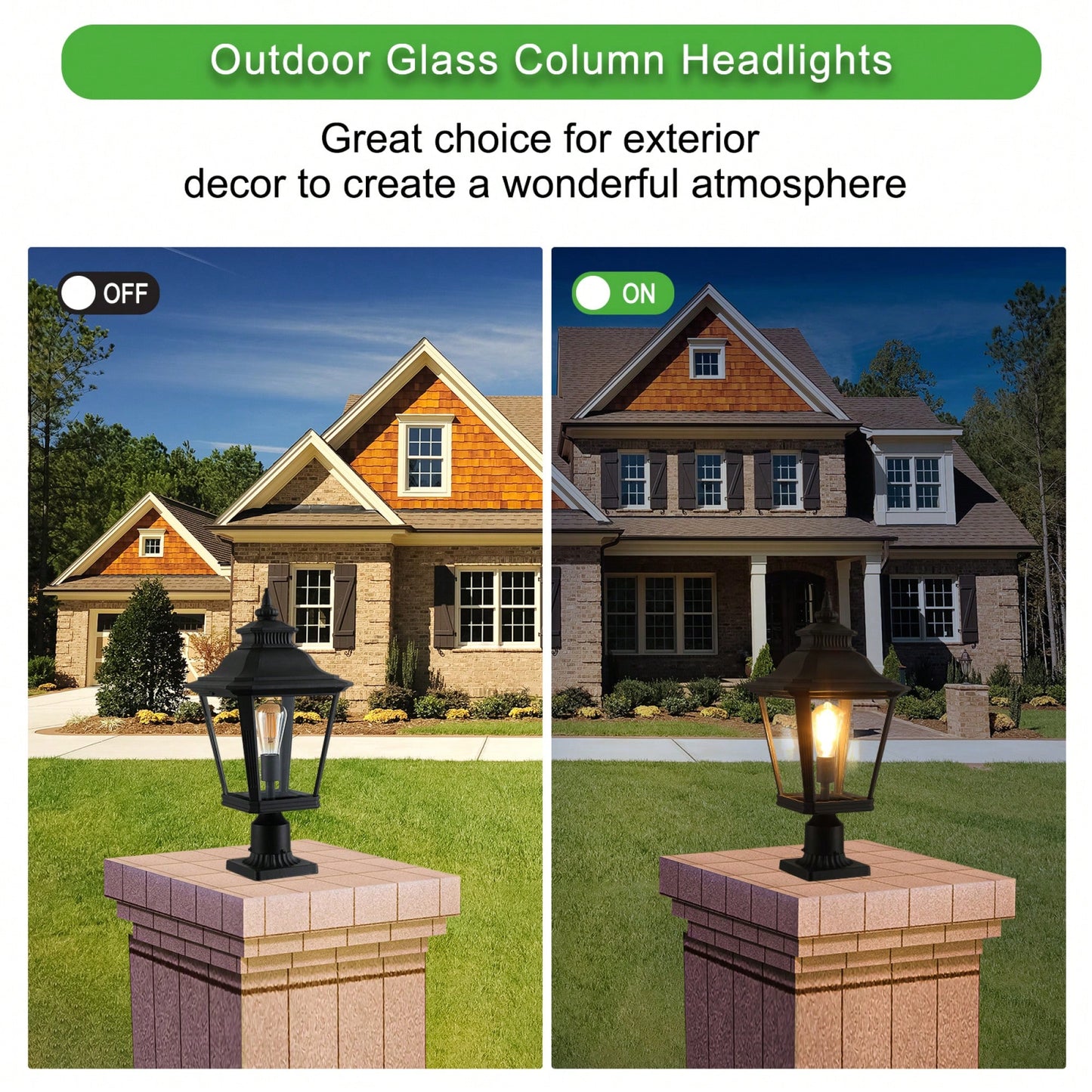 Outdoor Glass Column Headlights For Versatile Bulb Compatibility - 2 Pack