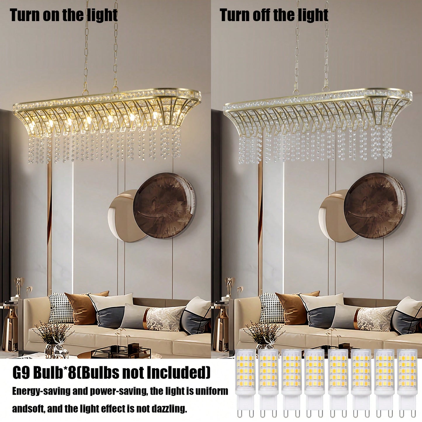 Elegant Oval Crystal Chandelier For Modern Kitchen Island Lighting In Champagne Gold Finish