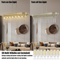 Elegant Oval Crystal Chandelier For Modern Kitchen Island Lighting In Champagne Gold Finish