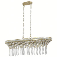 Elegant Oval Crystal Chandelier For Modern Kitchen Island Lighting In Champagne Gold Finish