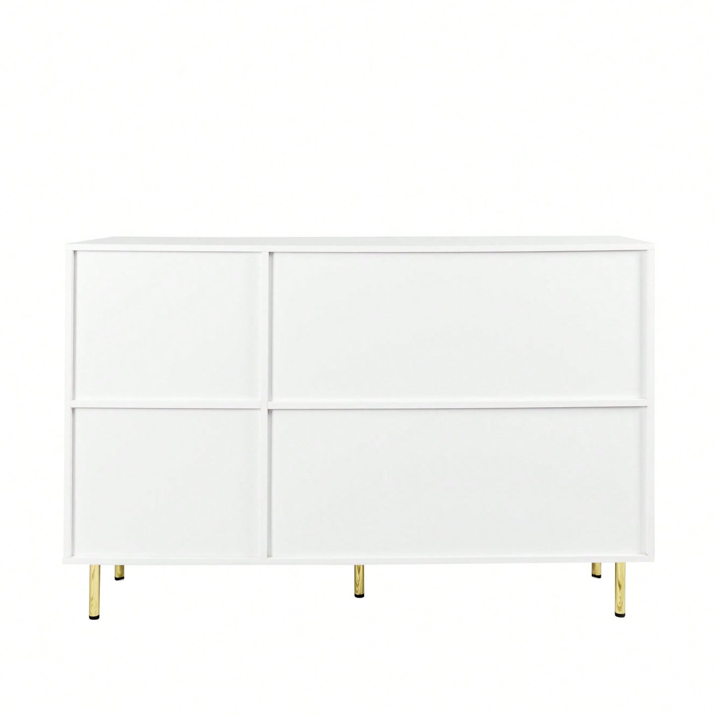 Elegant 3-Door White Sideboard With Gold Handles For Kitchen And Dining Room Storage, 55.12" Buffet Cabinet And Coffee Bar Unit