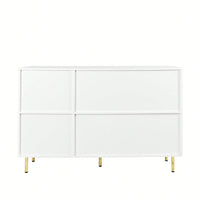 Elegant 3-Door White Sideboard With Gold Handles For Kitchen And Dining Room Storage, 55.12" Buffet Cabinet And Coffee Bar Unit