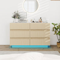 Modern 6 Drawer Dresser With LED Lighting And Organizer For Bedroom Living Room Hallway