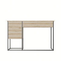 Modern Minimalist Computer Desk With Storage Drawers Easy Assembly Metal Frame Vertical Stripe Design