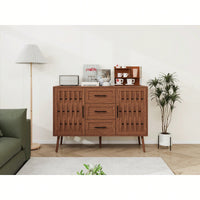 Stylish 2 Door 3 Drawer Accent Storage Cabinet For Living Room Bedroom Dining Room And Study