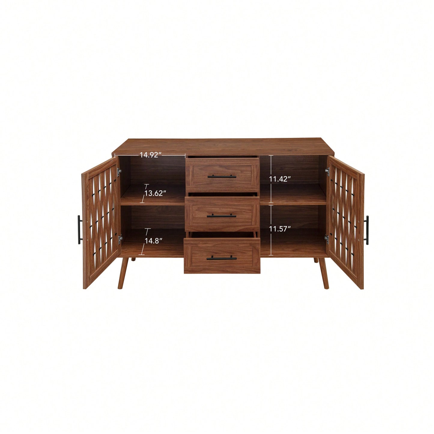 Stylish 2 Door 3 Drawer Accent Storage Cabinet For Living Room Bedroom Dining Room And Study