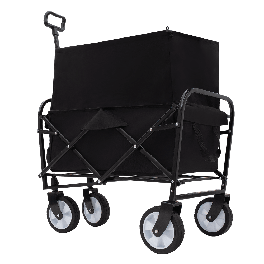 Heavy Duty Collapsible Beach Wagon Utility Cart For Camping Shopping Gardening Fishing Supports 225lbs All-Terrain Wheels