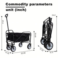 Heavy Duty Collapsible Beach Wagon Utility Cart For Camping Shopping Gardening Fishing Supports 225lbs All-Terrain Wheels