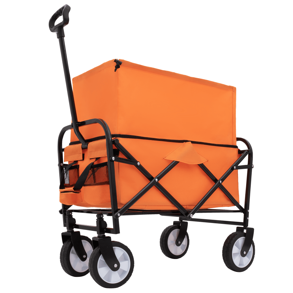 Heavy Duty Collapsible Beach Wagon Utility Cart For Camping Shopping Gardening Fishing Supports 225lbs All-Terrain Wheels