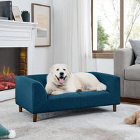 Modern Rectangular Pet Sofa With Backrest And Armrests For Medium And Large Dogs - Soft Comfortable Cushion In Dark Grey