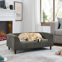 Modern Rectangular Pet Sofa With Backrest And Armrests For Medium And Large Dogs - Soft Comfortable Cushion In Dark Grey