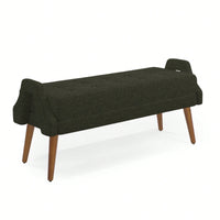 Contemporary Beige Living Room Bench with Soft Cushion, Unique Armrests, and Rubber Wood Legs for Living Rooms, Bedrooms, and Entrances