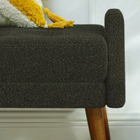 Contemporary Beige Living Room Bench with Soft Cushion, Unique Armrests, and Rubber Wood Legs for Living Rooms, Bedrooms, and Entrances