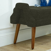 Contemporary Beige Living Room Bench with Soft Cushion, Unique Armrests, and Rubber Wood Legs for Living Rooms, Bedrooms, and Entrances
