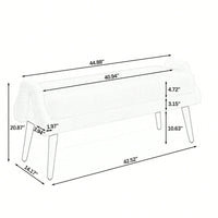 Contemporary Beige Living Room Bench with Soft Cushion, Unique Armrests, and Rubber Wood Legs for Living Rooms, Bedrooms, and Entrances