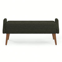 Contemporary Beige Living Room Bench with Soft Cushion, Unique Armrests, and Rubber Wood Legs for Living Rooms, Bedrooms, and Entrances