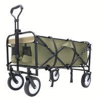 Versatile Collapsible Utility Wagon With All-Terrain Wheels For Camping Shopping Gardening Fishing Supports 225lbs Brown