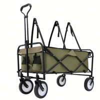 Versatile Collapsible Utility Wagon With All-Terrain Wheels For Camping Shopping Gardening Fishing Supports 225lbs Brown