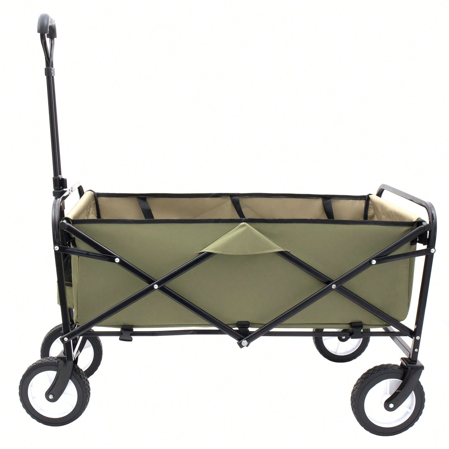 Versatile Collapsible Utility Wagon With All-Terrain Wheels For Camping Shopping Gardening Fishing Supports 225lbs Brown