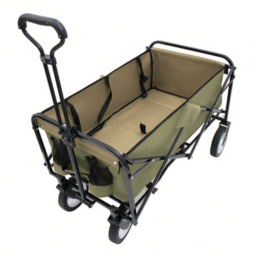 Versatile Collapsible Utility Wagon With All-Terrain Wheels For Camping Shopping Gardening Fishing Supports 225lbs Brown