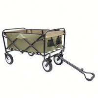 Versatile Collapsible Utility Wagon With All-Terrain Wheels For Camping Shopping Gardening Fishing Supports 225lbs Brown