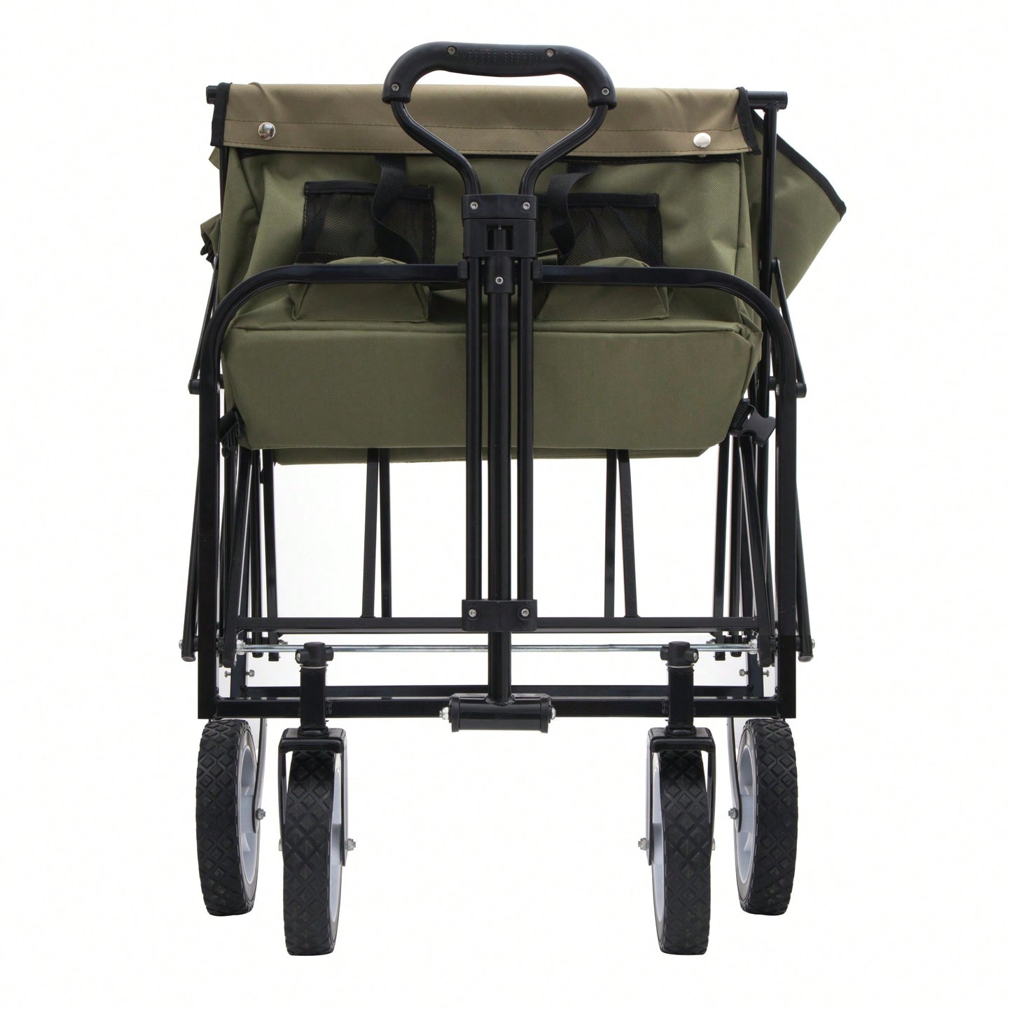 Versatile Collapsible Utility Wagon With All-Terrain Wheels For Camping Shopping Gardening Fishing Supports 225lbs Brown