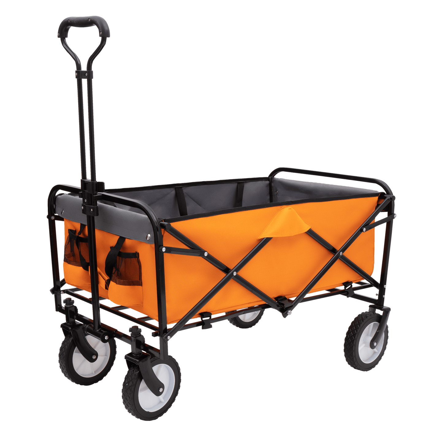 Versatile Collapsible Utility Wagon With All-Terrain Wheels For Camping Shopping Gardening Fishing Supports 225lbs Brown