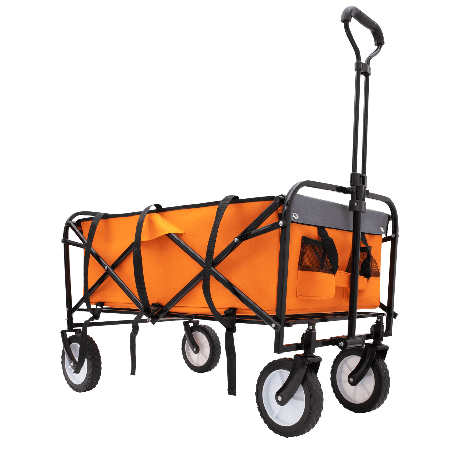 Versatile Collapsible Utility Wagon With All-Terrain Wheels For Camping Shopping Gardening Fishing Supports 225lbs Brown